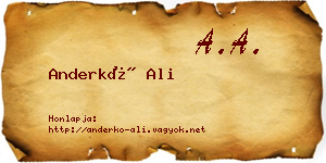Anderkó Ali névjegykártya